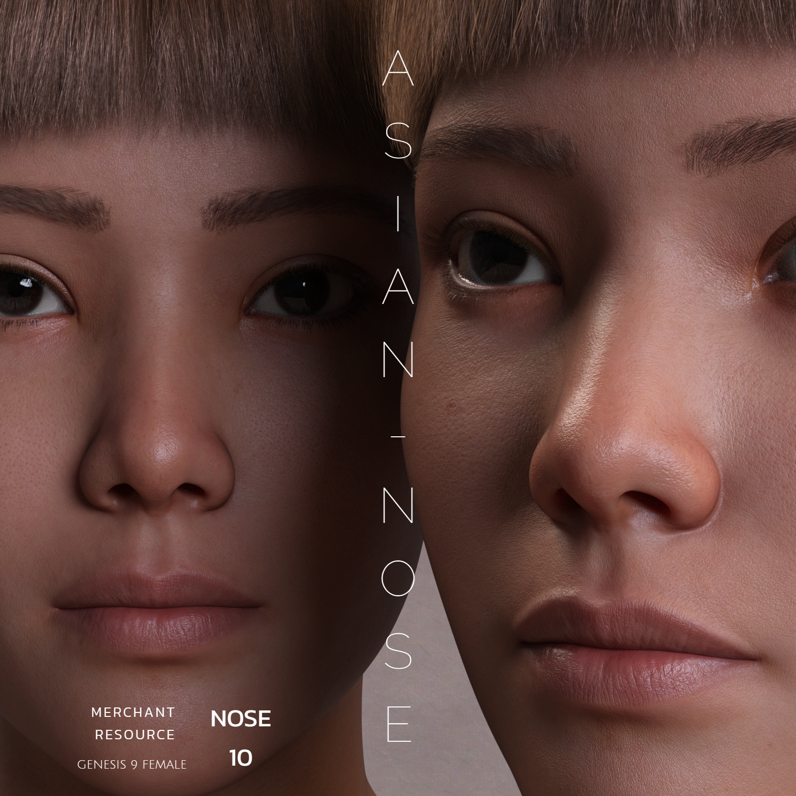 Asian Nose - Genesis 9 Female Morphs - Merchant Resource - DAZ Studio - Dreamlight 3D Store