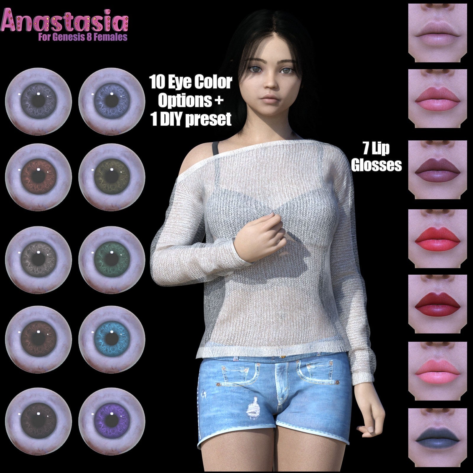 3DL Anastasia - Genesis 8 Female Character - DAZ Studio - Dreamlight 3D Store