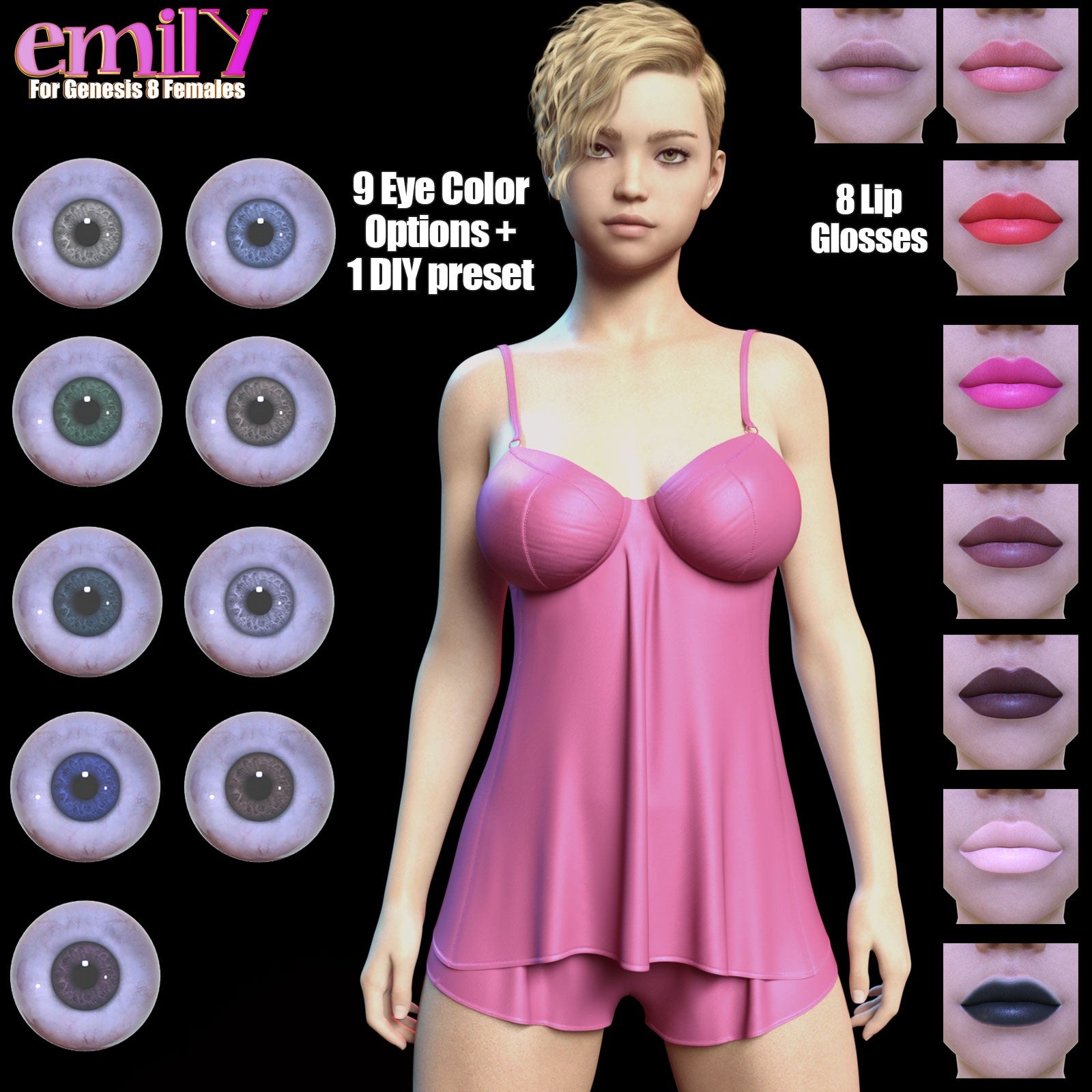 3DL Emily - Genesis 8 Female Character - DAZ Studio - Dreamlight 3D Store