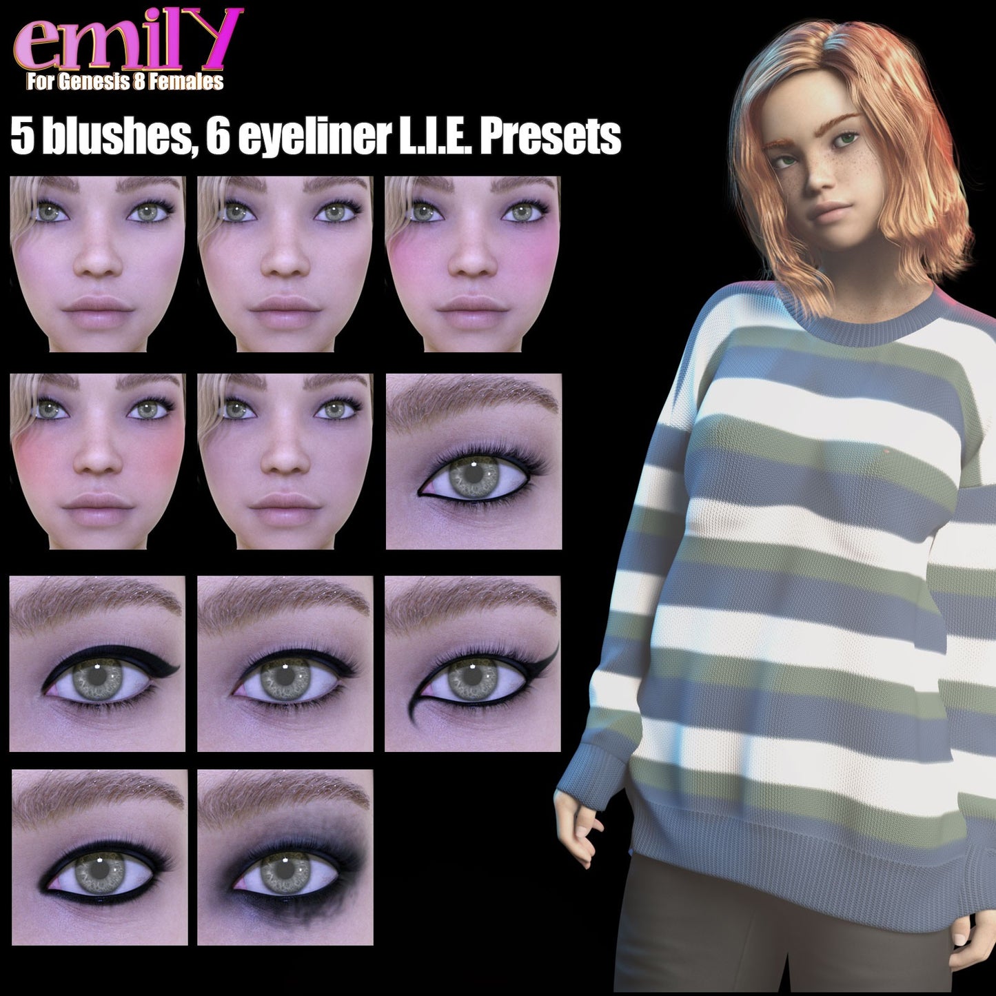 3DL Emily - Genesis 8 Female Character - DAZ Studio - Dreamlight 3D Store