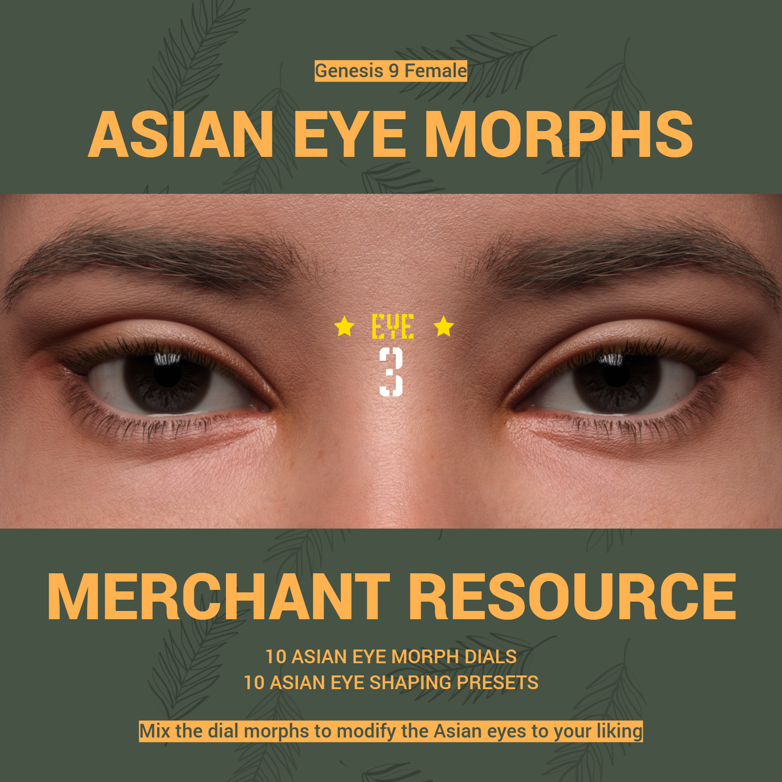 Asian Eyes - Genesis 9 Morphs - Merchant Resource - DAZ Studio - Dreamlight 3D Store