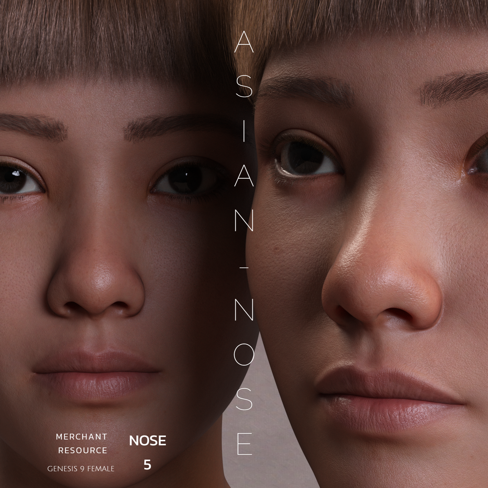 Asian Nose - Genesis 9 Female Morphs - Merchant Resource - DAZ Studio - Dreamlight 3D Store