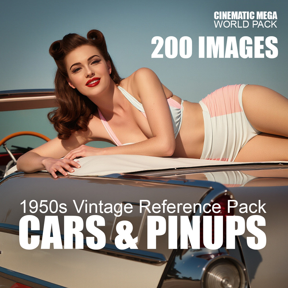 1950s Vintage Photo Reference Pack - Classic Cars And Pin-Ups