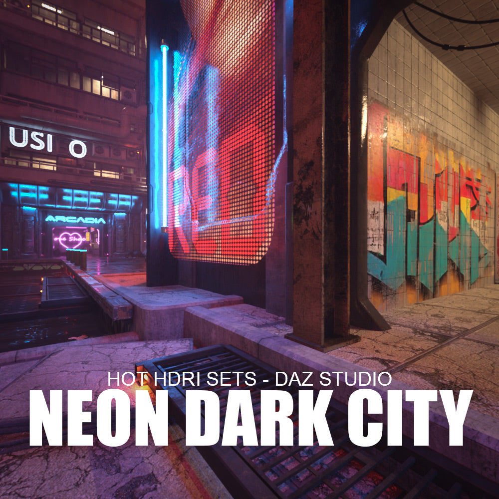 Hot HDRI Sets - Neon Dark City - DAZ Studio - Dreamlight 3D Store