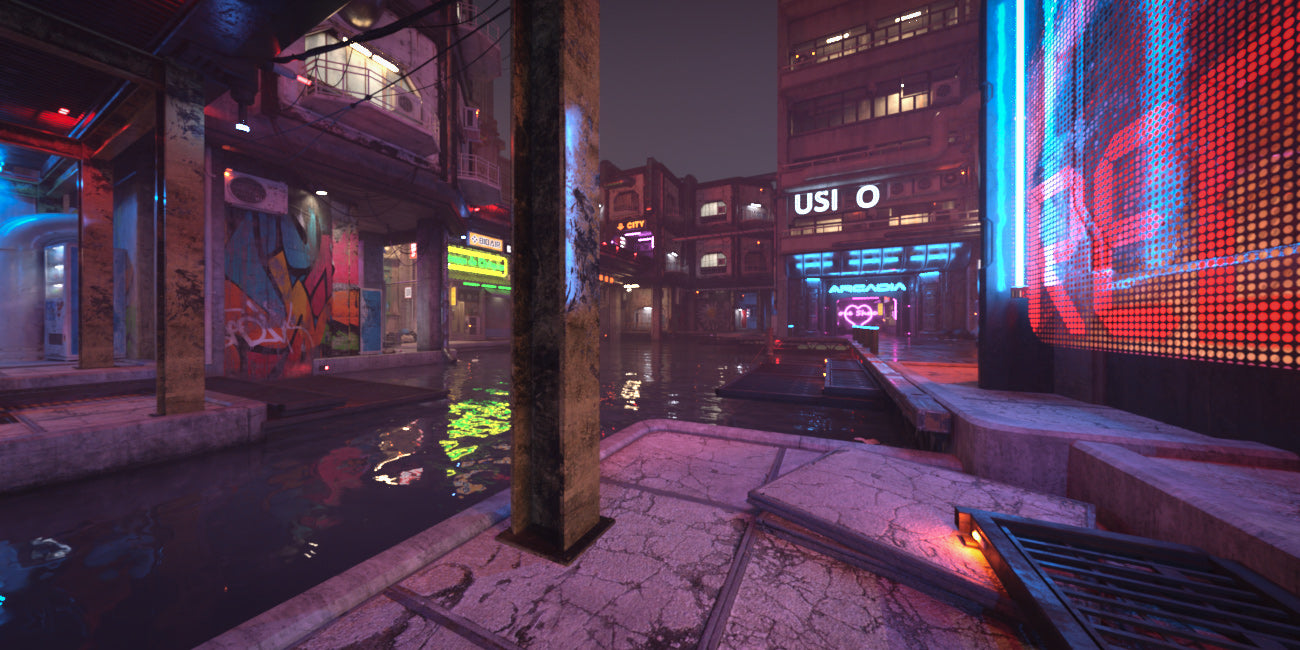 Hot HDRI Sets - Neon Dark City - DAZ Studio - Dreamlight 3D Store