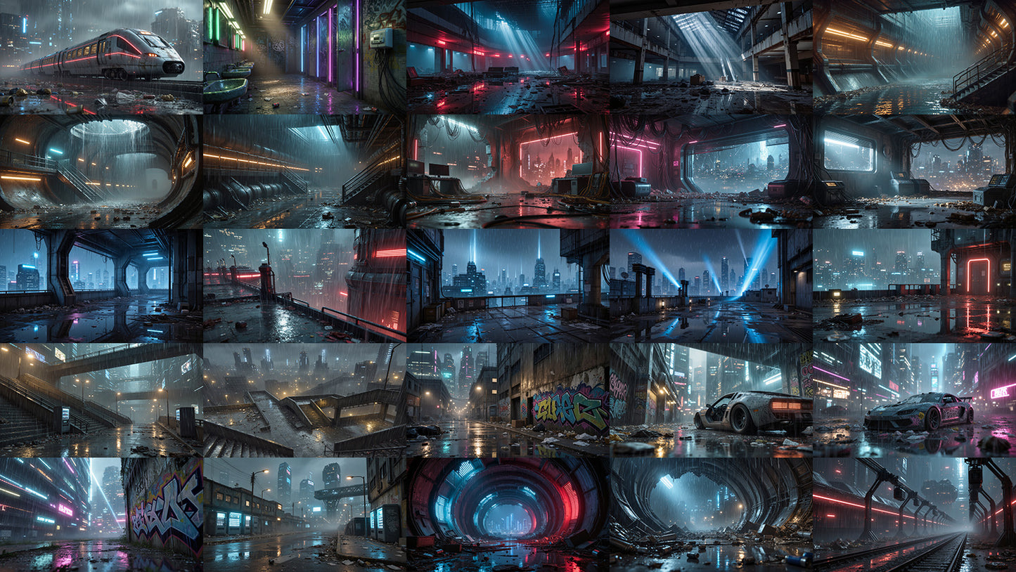 Cinematic Cyberpunk Essentials Pack - 100 Environments - Broken Neon City
