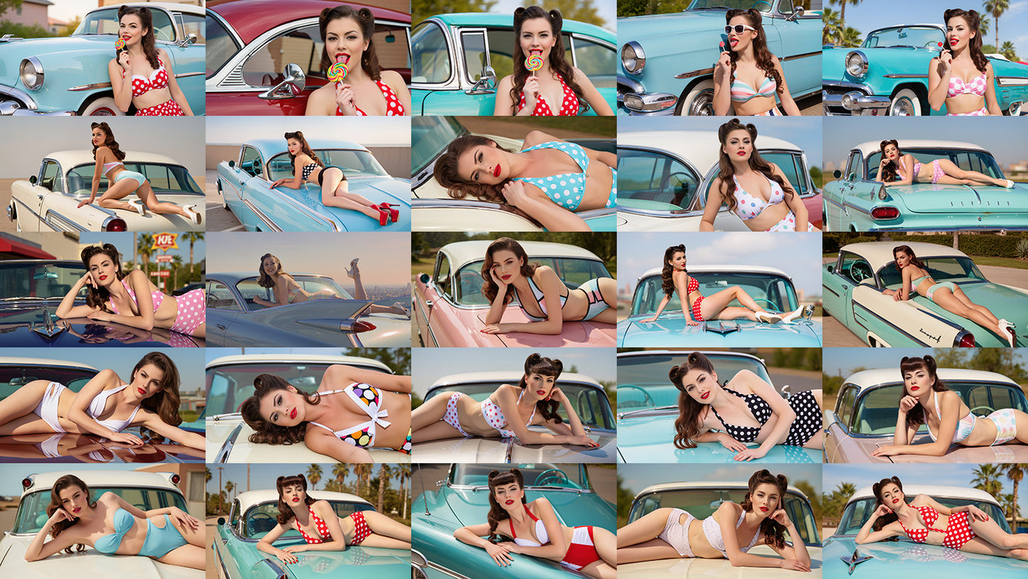 1950s Vintage Photo Reference Pack - Classic Cars And Pin-Ups