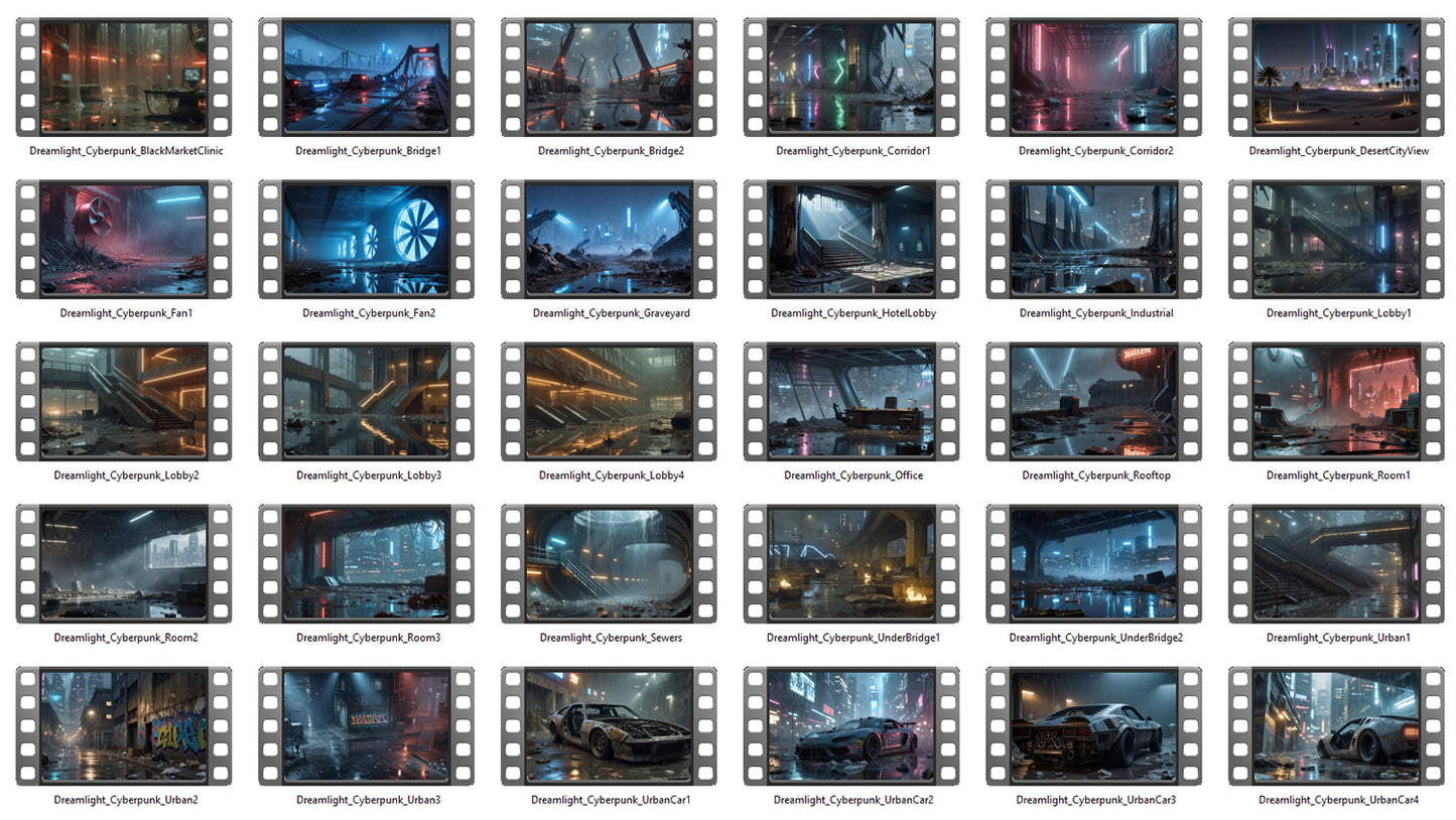 Cinematic Cyberpunk World Video Pack - 100 Videos