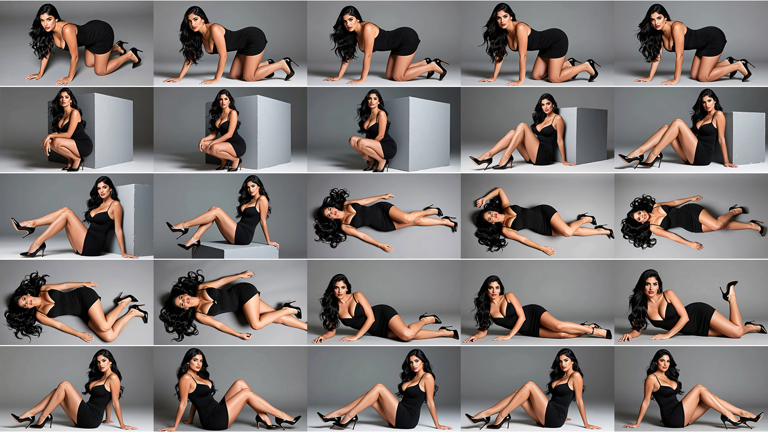 Latina Muse  - Grey Studio Pose & Portrait Reference Pack - 100 Photos - Dreamlight 3D Store