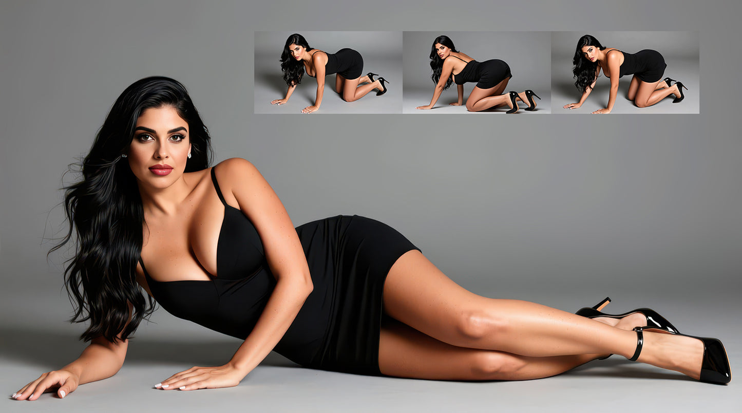 Latina Muse  - Grey Studio Pose & Portrait Reference Pack - 100 Photos - Dreamlight 3D Store