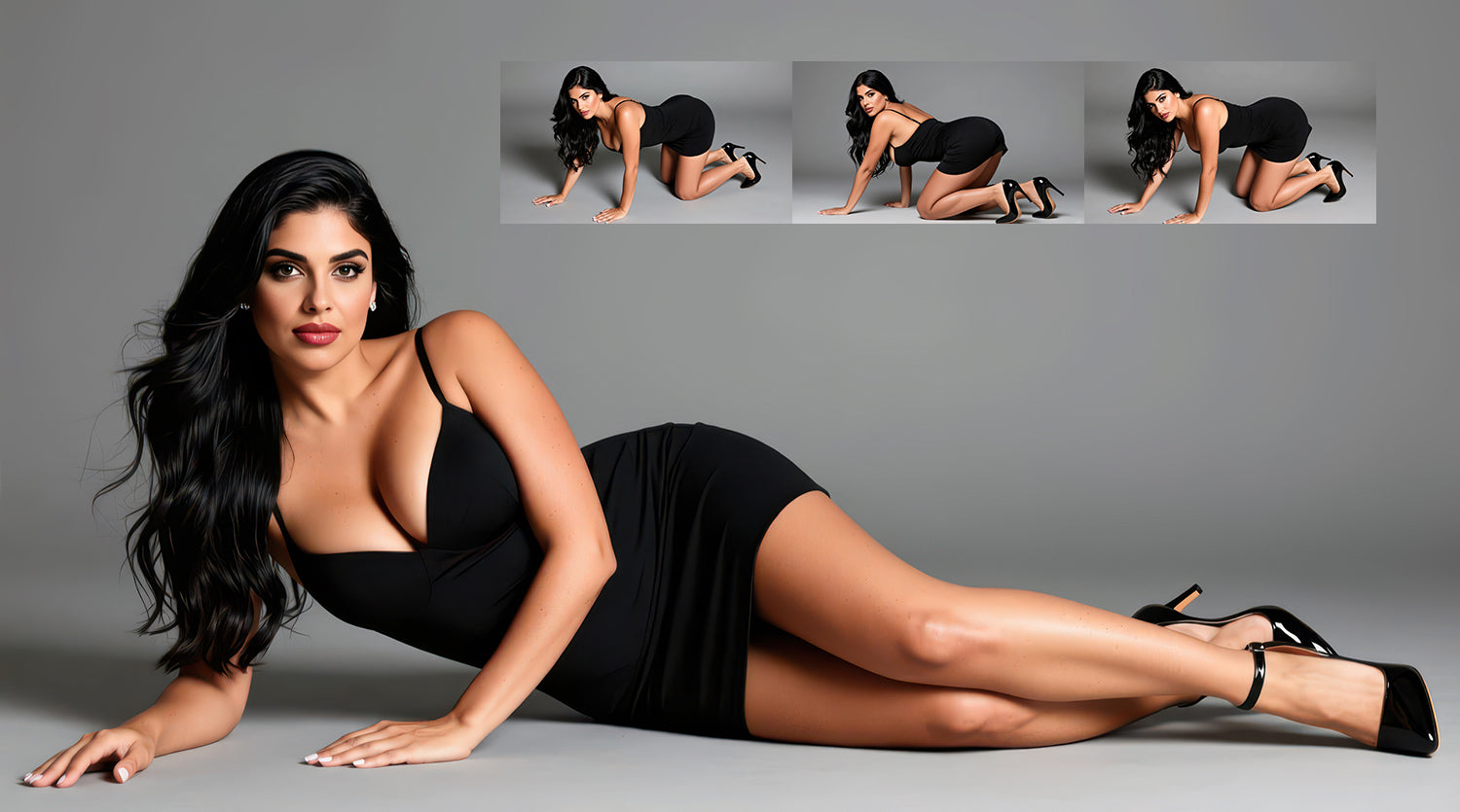 Latina Muse  - Grey Studio Pose & Portrait Reference Pack - 100 Photos - Dreamlight 3D Store