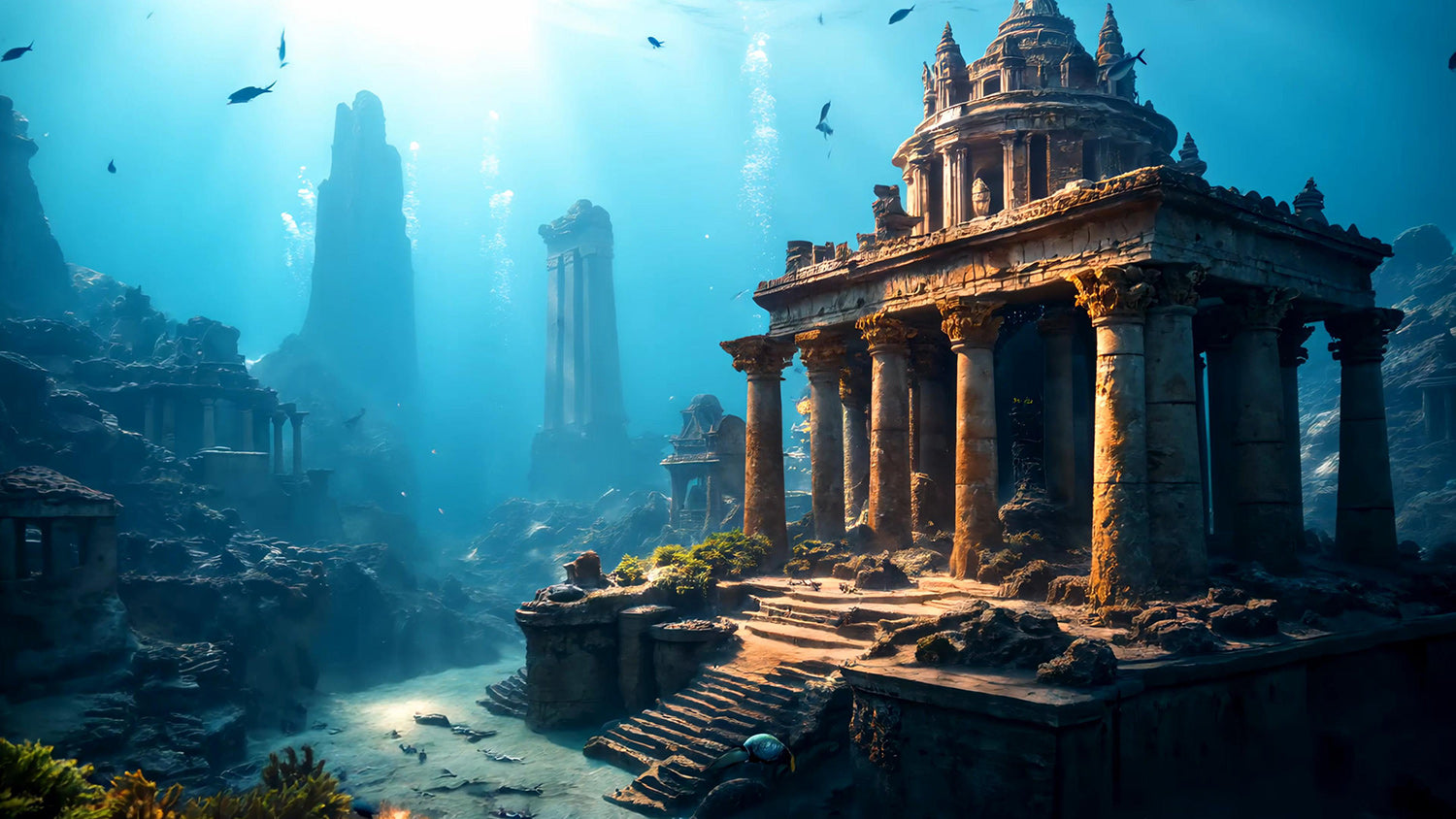 Video Backgrounds - Atlantis Sunken City 2 - 4k Video + Image Sequence - DAZ Studio - Dreamlight 3D Store