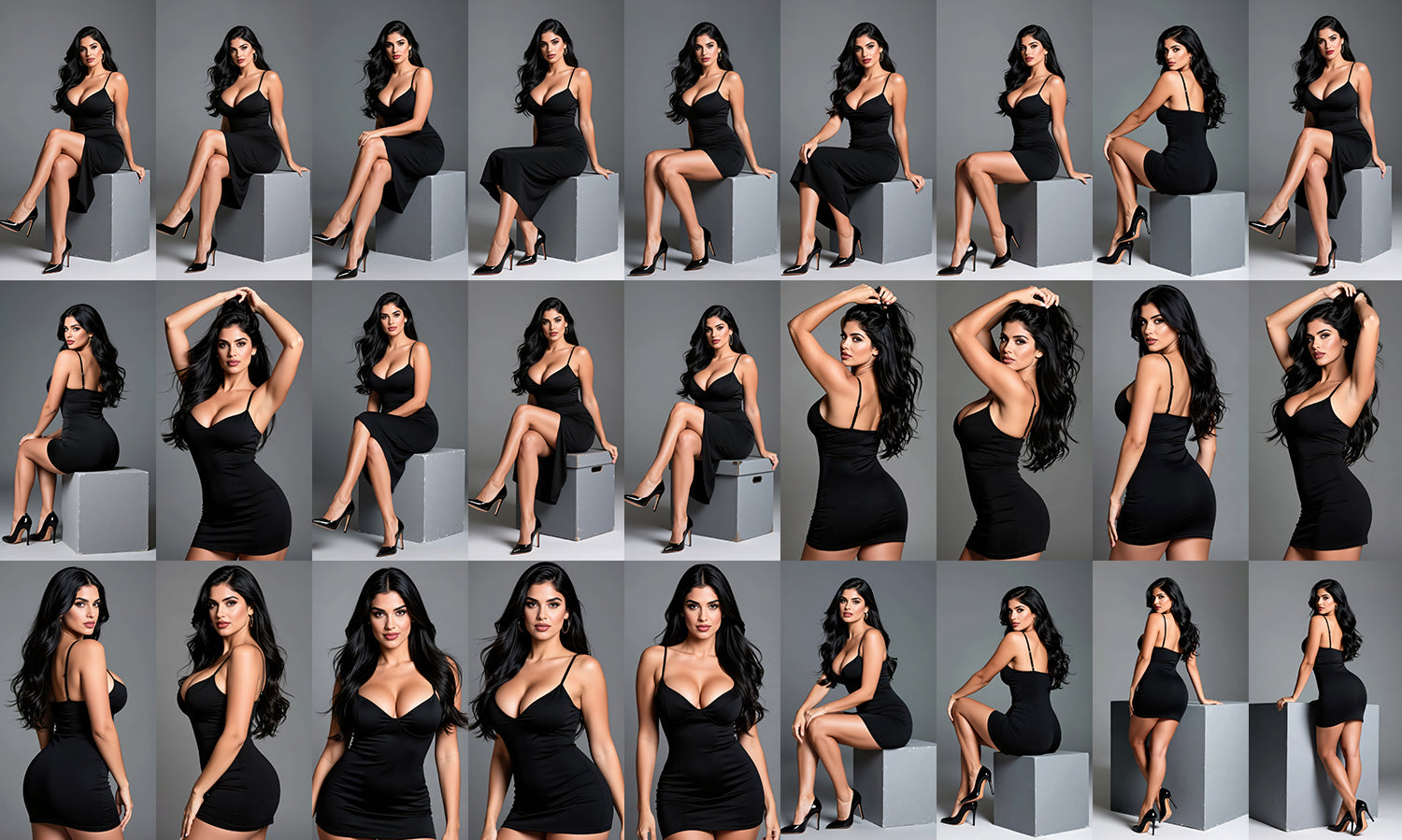 Latina Muse  - Grey Studio Pose & Portrait Reference Pack - 100 Photos - Dreamlight 3D Store