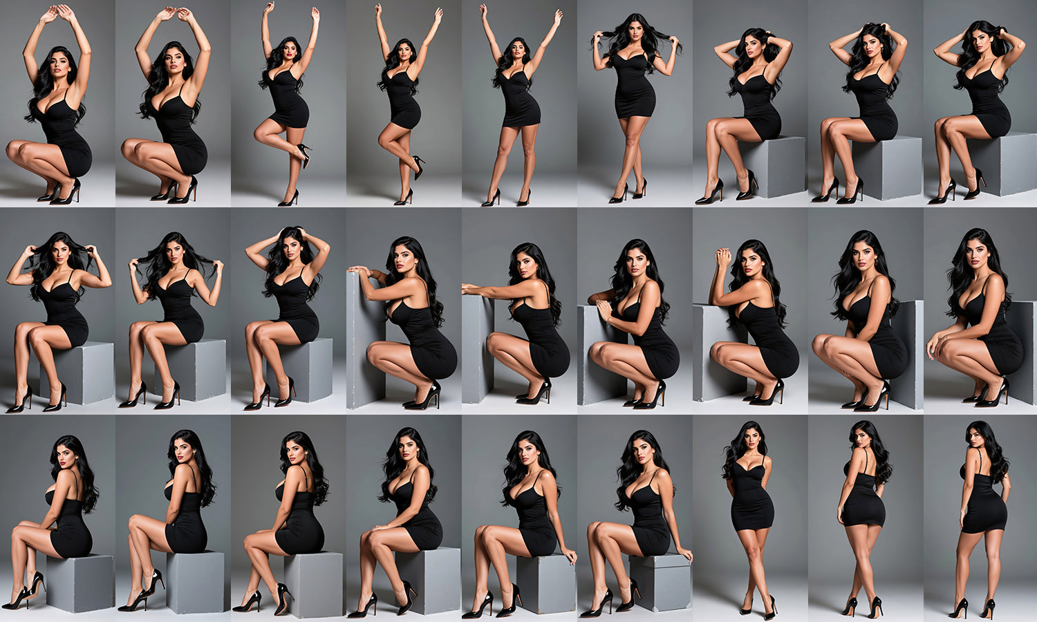 Latina Muse  - Grey Studio Pose & Portrait Reference Pack - 100 Photos - Dreamlight 3D Store