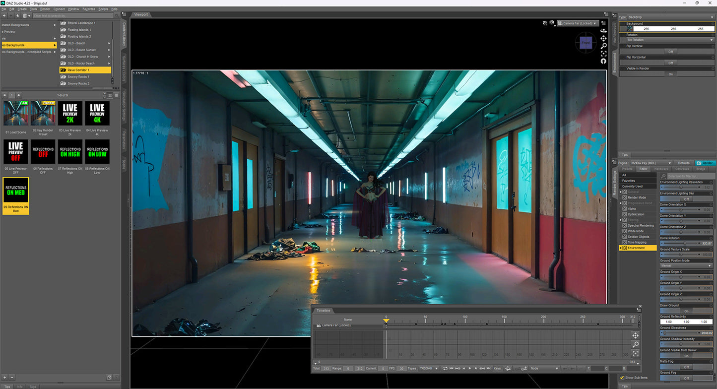 Video Backgrounds - Rave Corridor 1 - DAZ Studio
