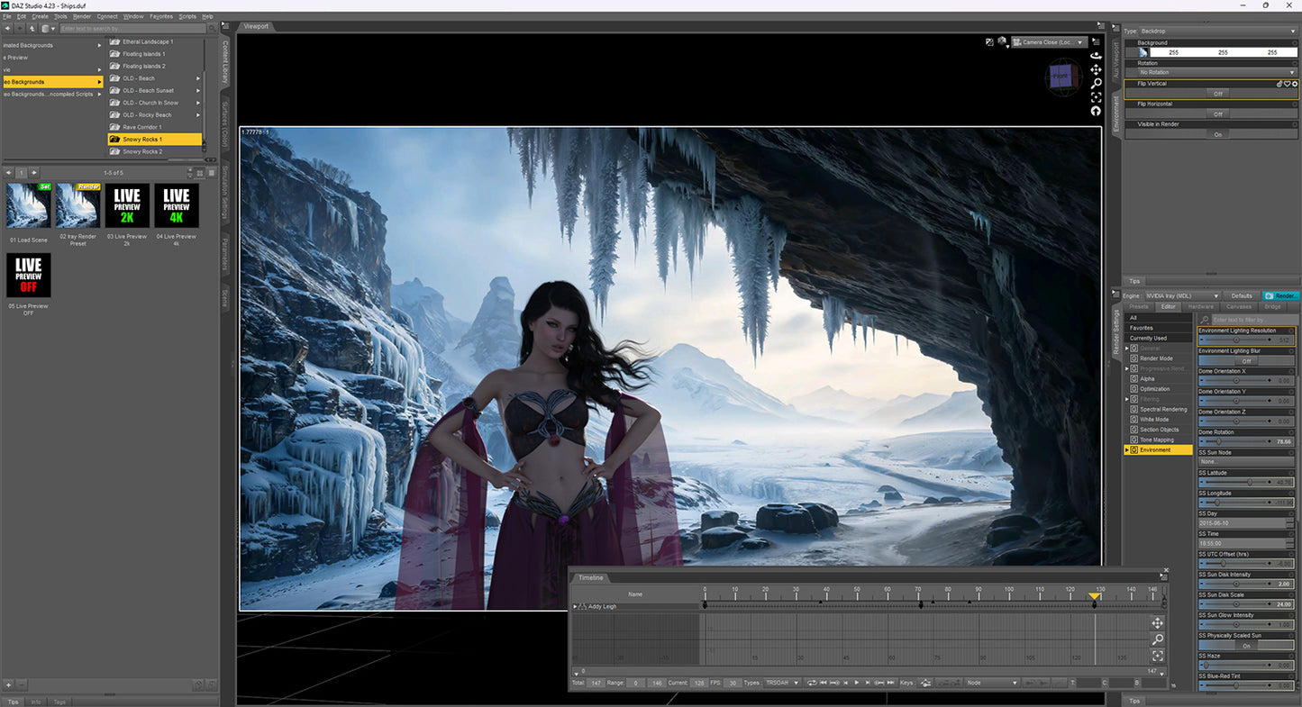 Video Backgrounds - Snowy Rocks 1 - DAZ Studio