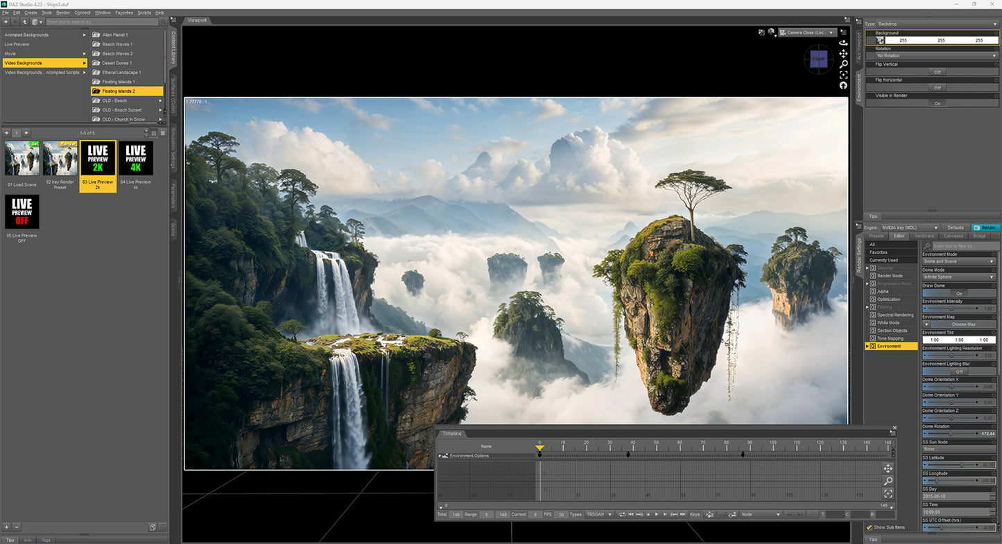 Video Backgrounds - Floating Islands 2 - DAZ Studio