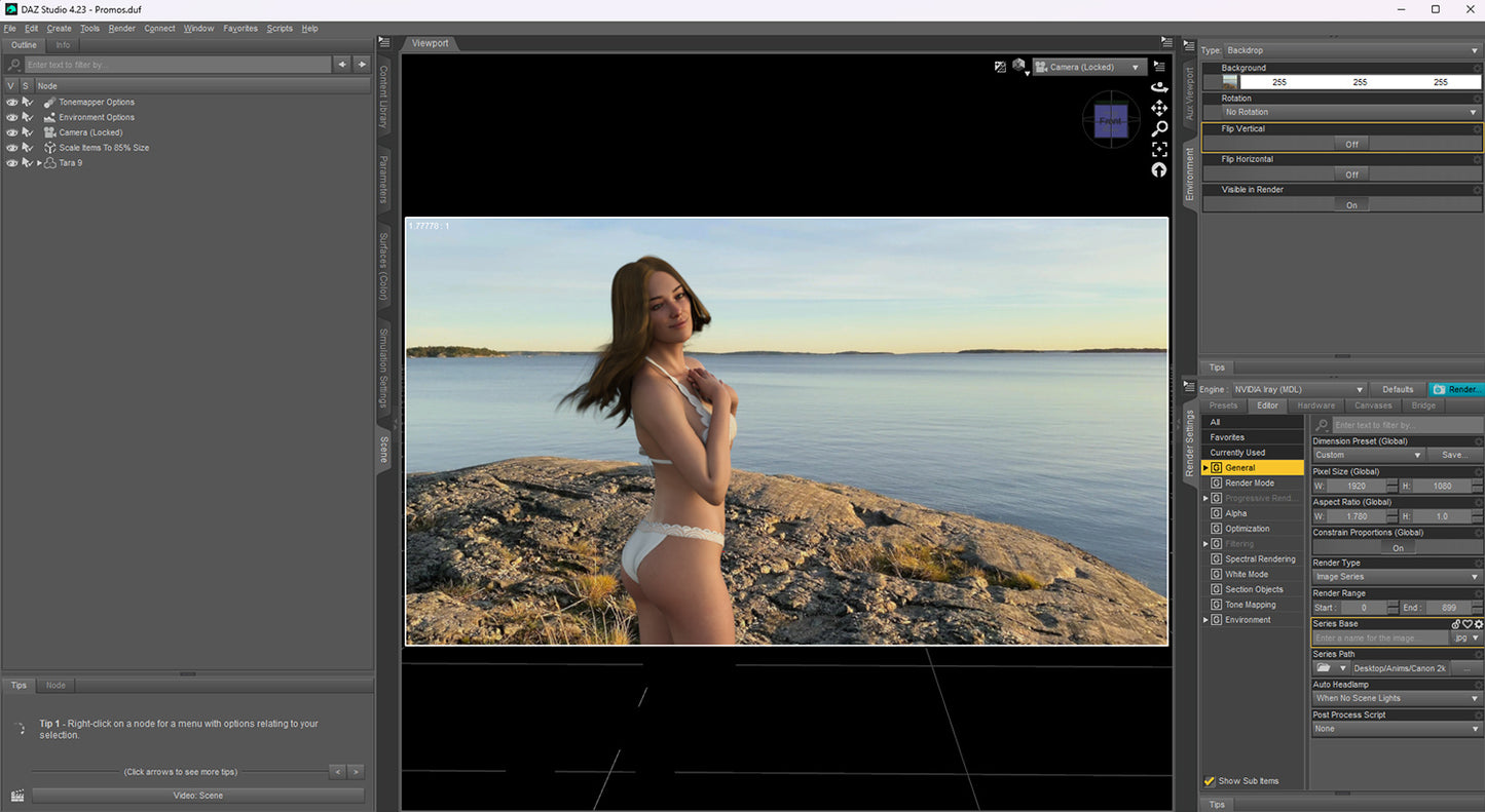 Video Backgrounds - Rocky Beach 03 - DAZ Studio Live Preview