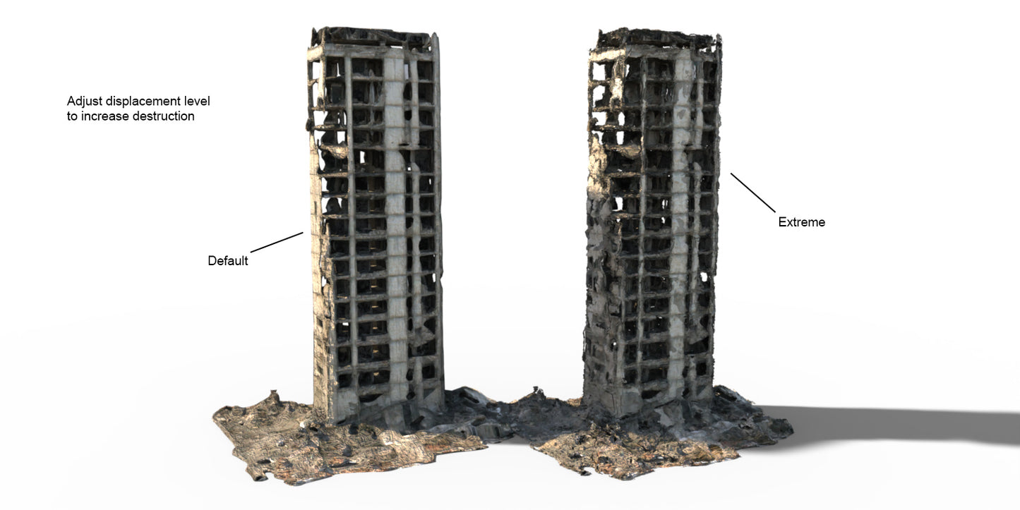 5 Post Apocalyptic Building Ruins - Background Props - DAZ Studio