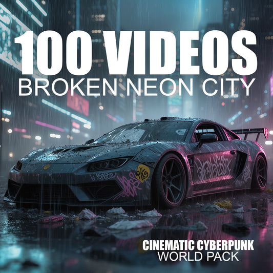 Cinematic Cyberpunk World Video Pack - 100 Videos