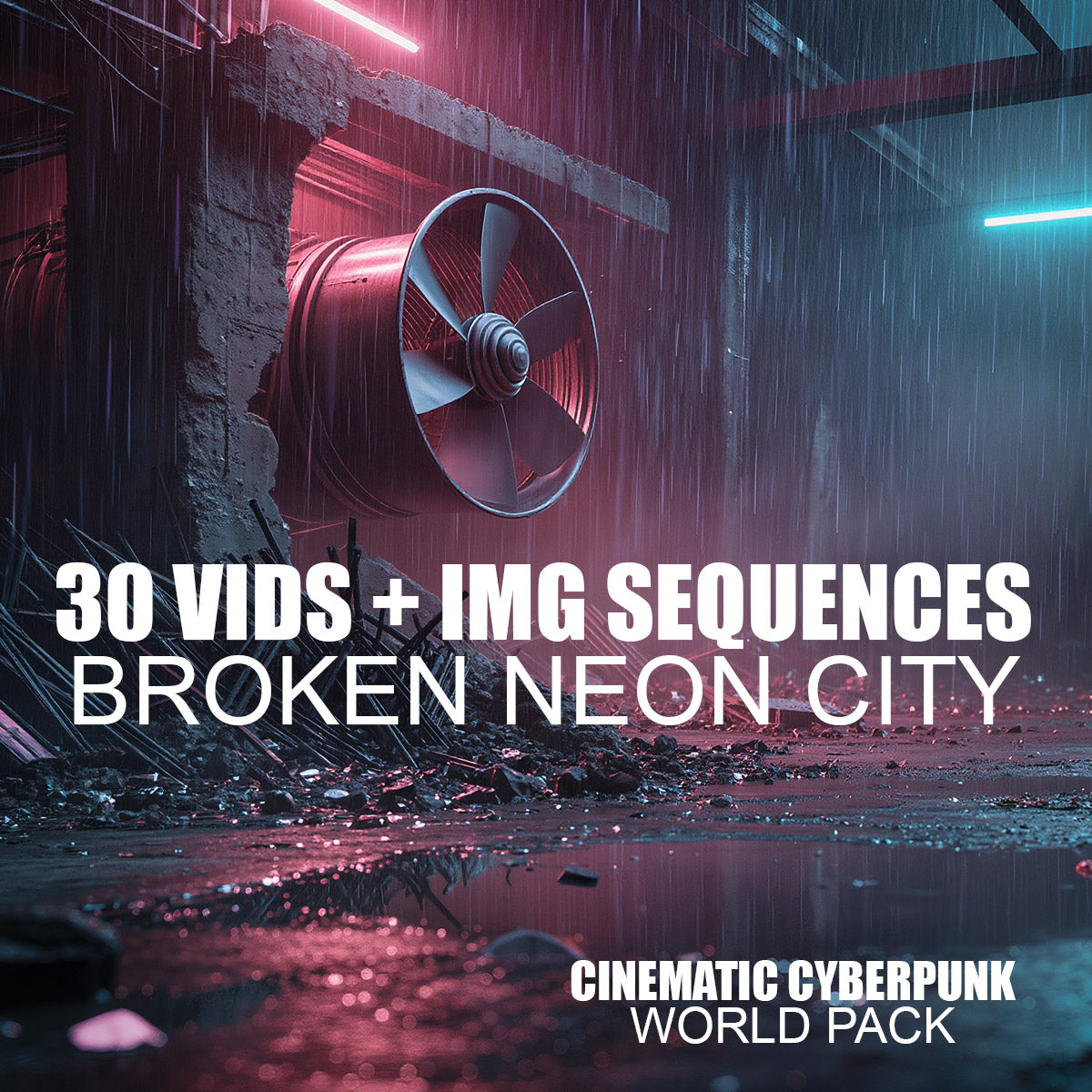 Cinematic Cyberpunk Video Pack - 30 Videos + Image Sequences - DAZ Studio Compatible