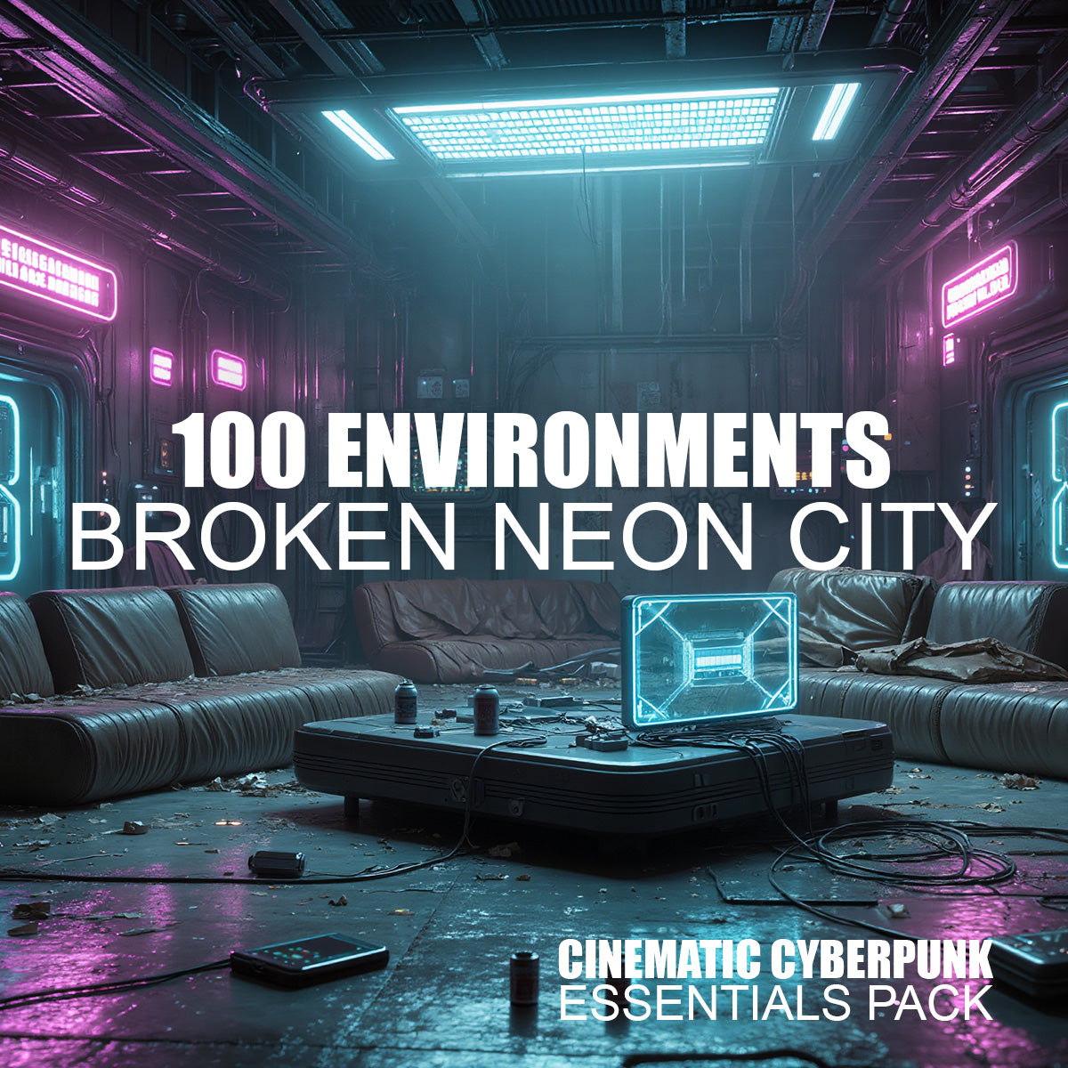 Cinematic Cyberpunk Essentials Pack - 100 Environments - Broken Neon City