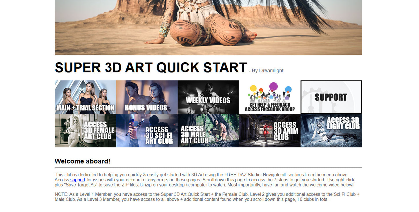 Super 3D Art Quick Start - Level 3 - Master Membership - 1 Year Access - DAZ Studio Video Tutorials - Dreamlight 3D Store