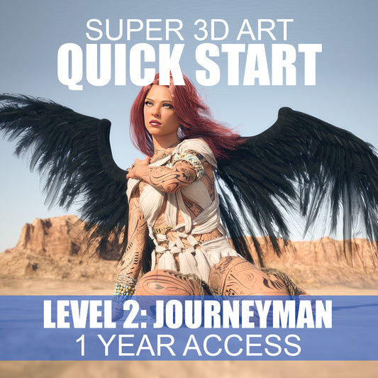 Super 3D Art Quick Start - Level 2 - Journeyman Membership - 1 Year Access - DAZ Studio Video Tutorials - Dreamlight 3D Store