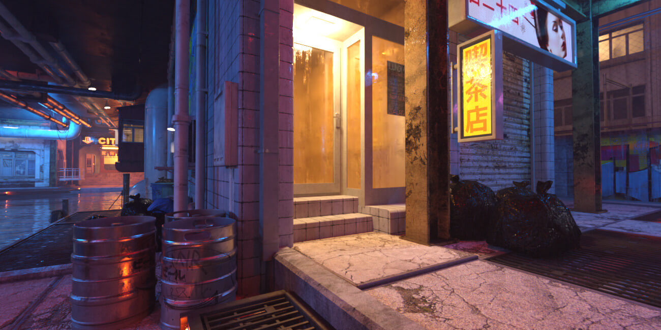 Hot HDRI Sets - Neon Dark City - DAZ Studio - Dreamlight 3D Store