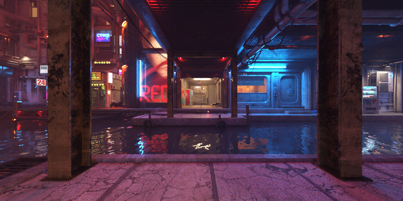 Hot HDRI Sets - Neon Dark City - DAZ Studio - Dreamlight 3D Store