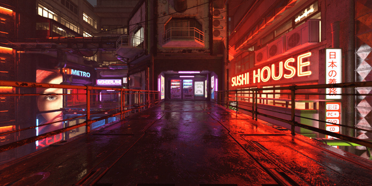 Hot HDRI Sets - Neon Dark City - DAZ Studio - Dreamlight 3D Store