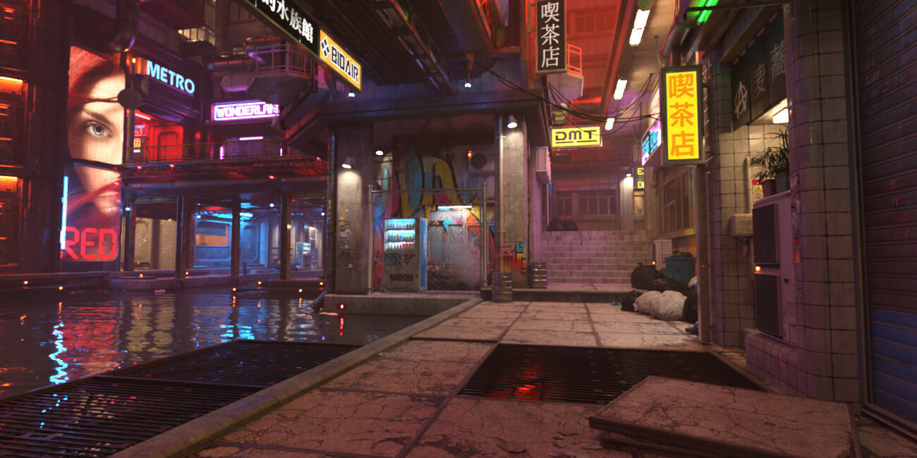 Hot HDRI Sets - Neon Dark City - DAZ Studio - Dreamlight 3D Store