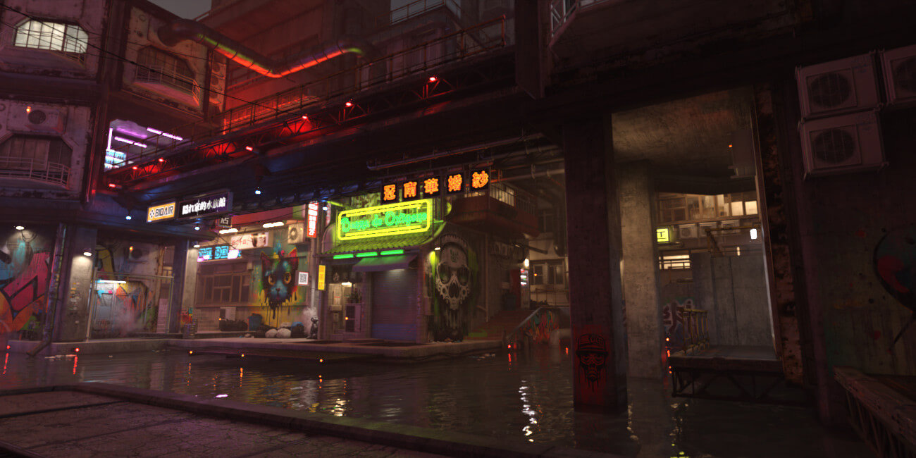 Hot HDRI Sets - Neon Dark City - DAZ Studio - Dreamlight 3D Store