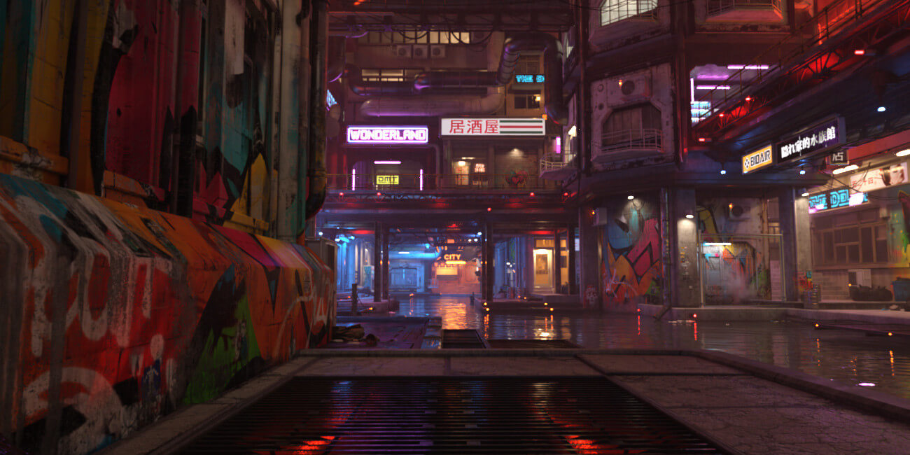 Hot HDRI Sets - Neon Dark City - DAZ Studio - Dreamlight 3D Store