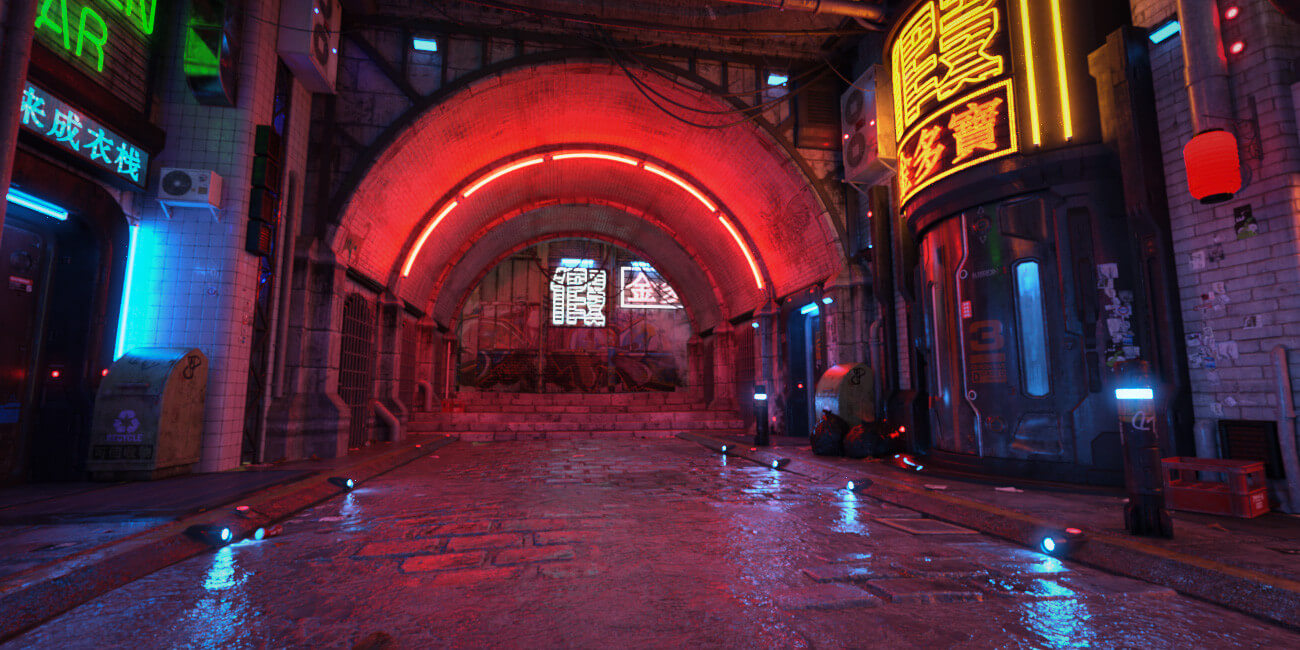 Hot HDRI Sets - Neon Dark City Streets - DAZ Studio - Dreamlight 3D Store