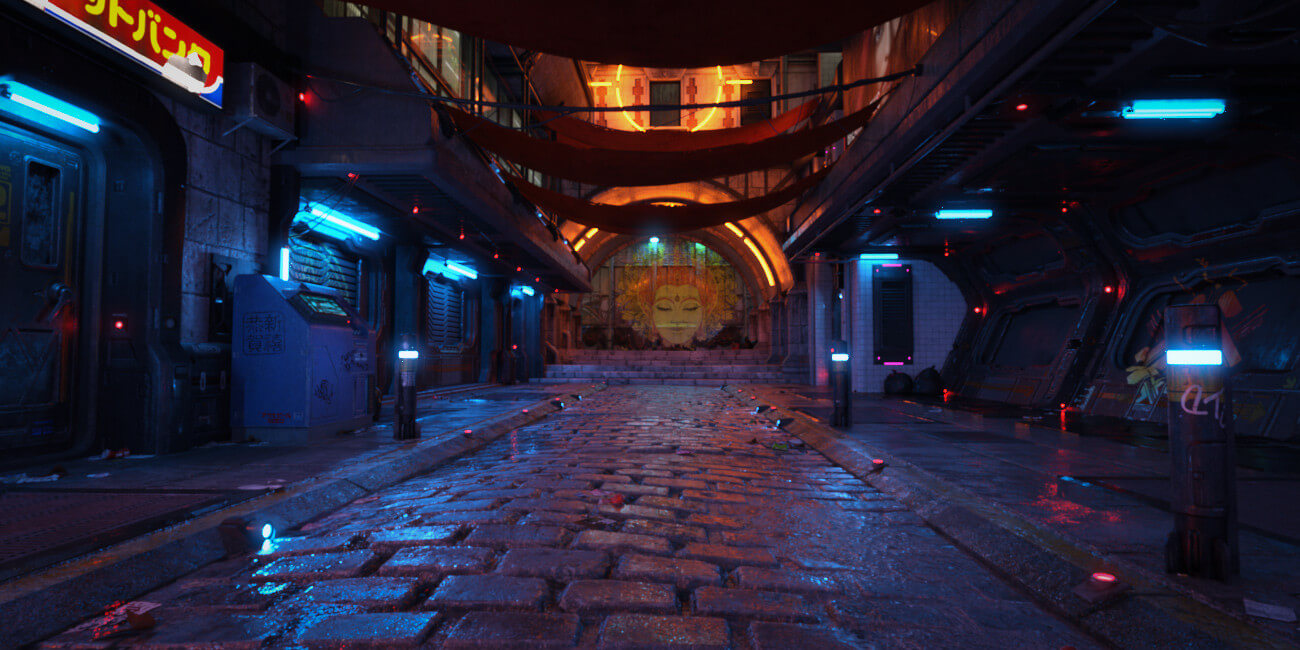 Hot HDRI Sets - Neon Dark City Streets - DAZ Studio - Dreamlight 3D Store