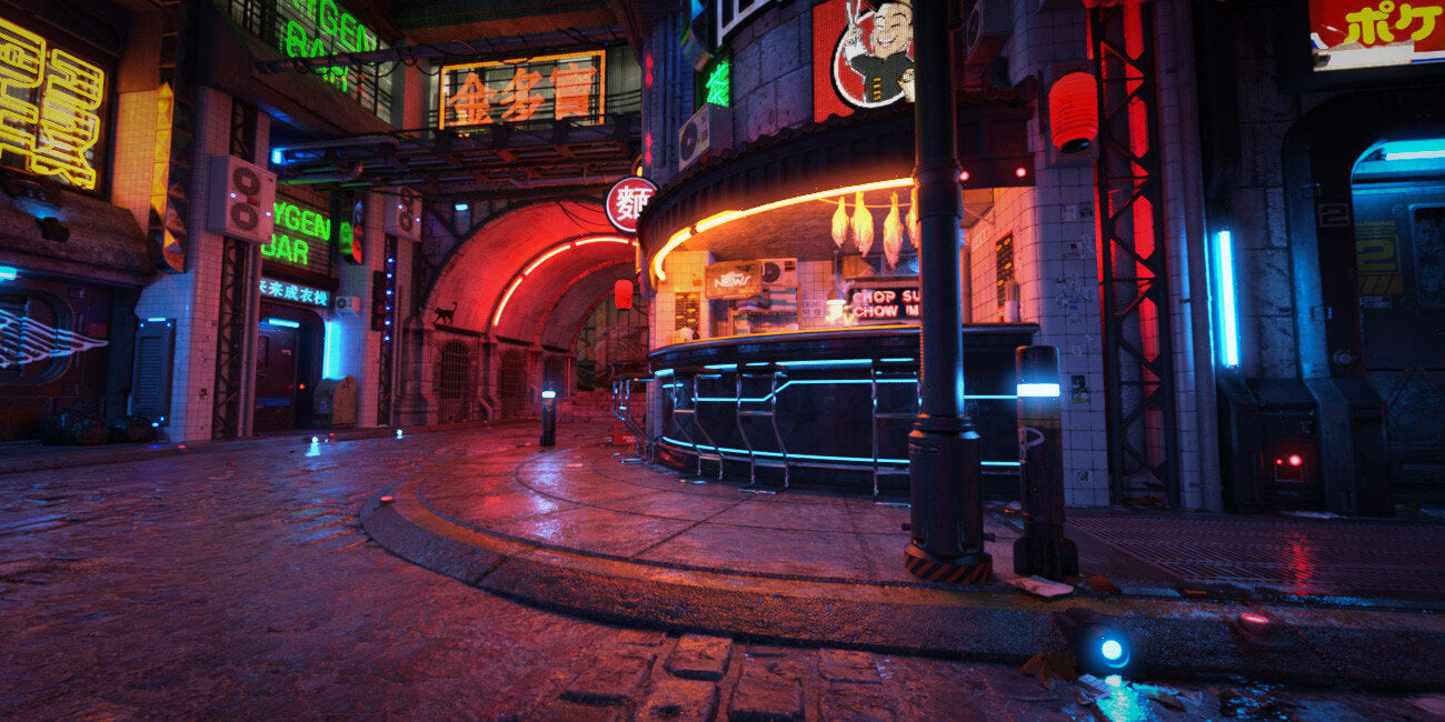 Hot HDRI Sets - Neon Dark City Streets - DAZ Studio - Dreamlight 3D Store