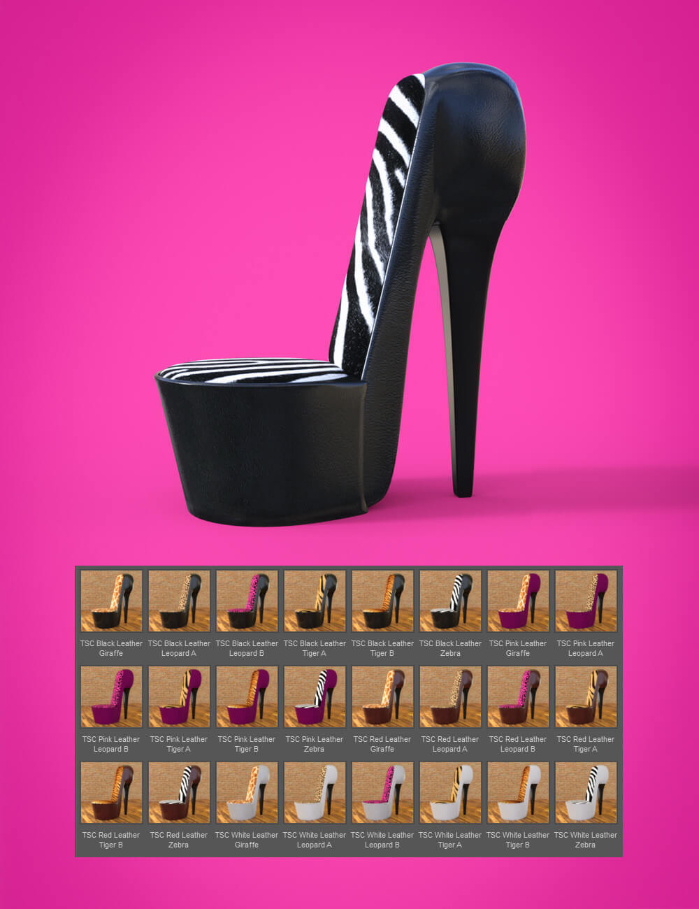 Hot Stiletto Lounge Chair - DAZ Studio - Dreamlight 3D Store